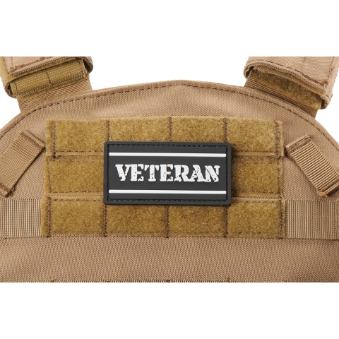 Rectangle Veteran Tab PVC Morale Patch (Color: Black & White)