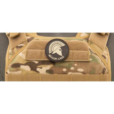 Round Molon Labe with Rifle PVC Patch (Color: Black)