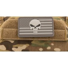 US Flag with Punisher PVC Patch (Color: Gray)