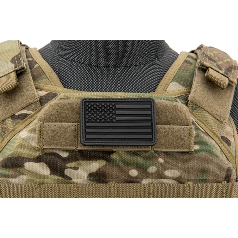 3D US Flag Forward PVC Patch (Color: Black and Dark Gray)