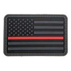 3D US Flag Forward PVC Patch w/ Red Stripe (Color: Black)