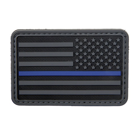 3D US Flag Reverse PVC Patch w/ Blue Stripe (Color: Black)