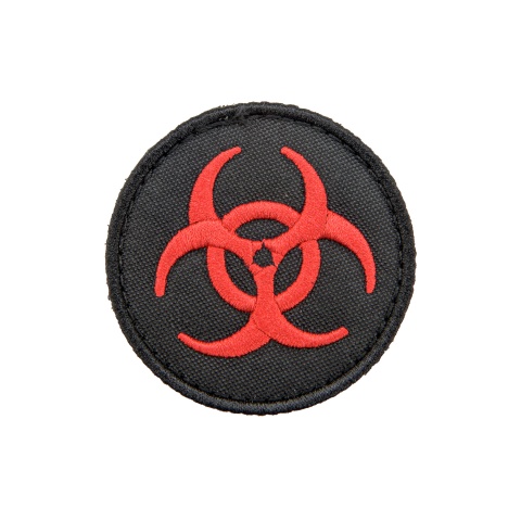 Embroidered Round Biohazard Patch (Color: Black and Red)