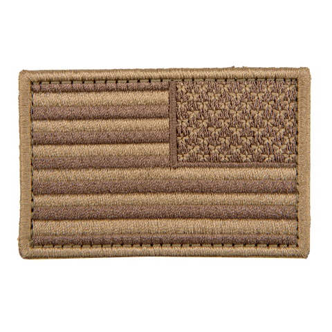 Embroidered Reverse US Flag Patch (Color: Coyote Tan)