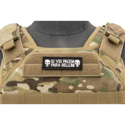 Embroidered Si Vis Pacem Para Bellum Patch (Color: Black)