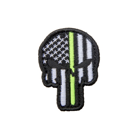 Embroidered Patriot Punisher US Flag PVC Patch w/ Thin Green Line