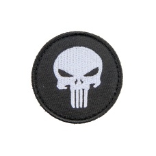 Embroidered Round Punisher Patch (Color: Black and White)