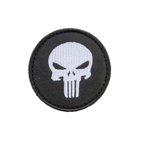 Embroidered Round Punisher Patch (Color: Black and White)
