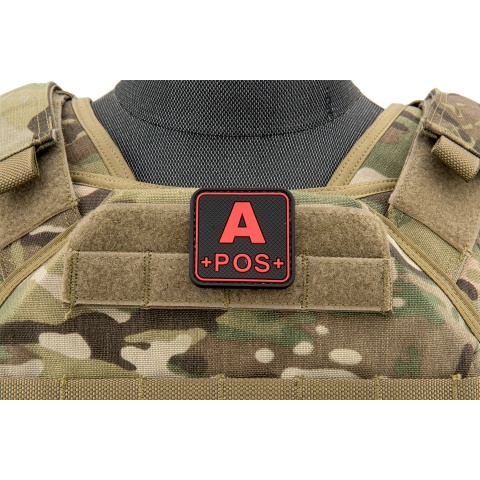 Squared A-Positive Blood Type PVC Patch (Color: Black and Red)