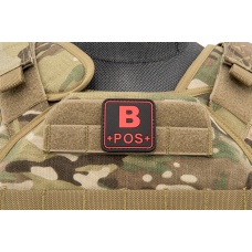 Squared B-Positive Blood Type PVC Patch (Color: Black and Red)