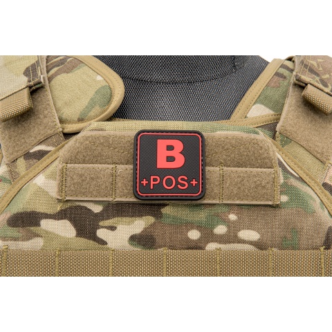 Squared B-Positive Blood Type PVC Patch (Color: Black and Red)