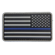 US Flag Reverse PVC Patch w/ Blue Stripe (Color: Black and Light Gray)