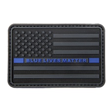 US Flag with Blue Line Saying Blue Lives Matters PVC Patch (Color: Dark Gray w/ Blue Line)