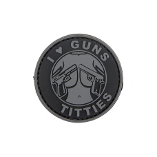 I Heart Guns & Titties PVC Patch (Color: Gray)
