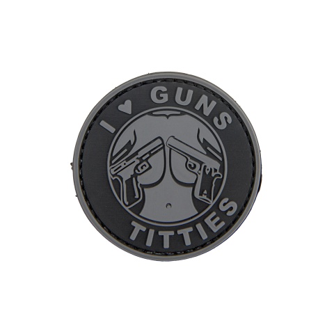 I Heart Guns & Titties PVC Patch (Color: Gray)