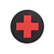 Round Cross Medical PVC Patch (Color: Red and Black)
