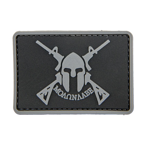 Molon Labe Spartan with Two Rifles PVC Patch (Color: Black)