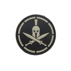 Spartan Helmet Crossed Swords PVC Patch (Color: Black)