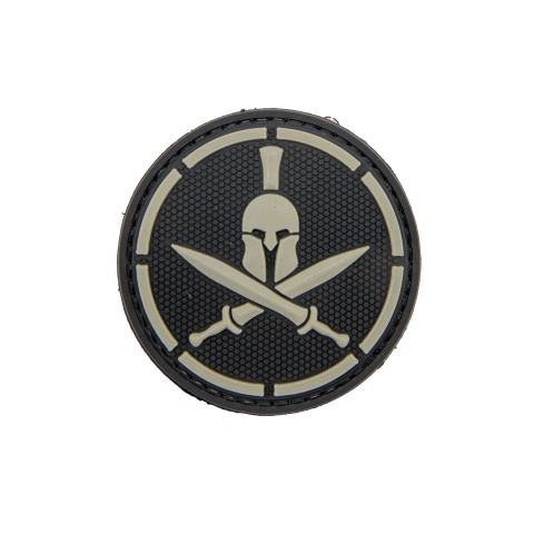 Spartan Helmet Crossed Swords PVC Patch (Color: Black)