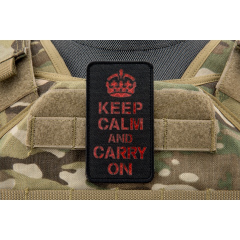 Reflective Keep Calm and Carry on Patch (Color: Black and Red)