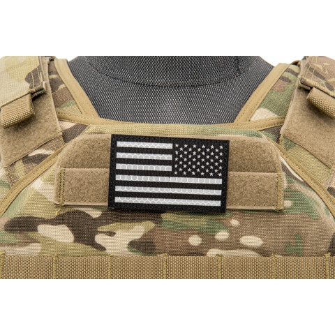 Reflective Fabric Reverse US Flag (Color: Black and White)