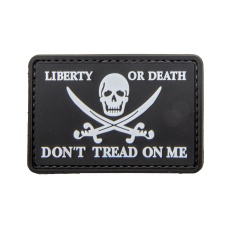 Pirate Skull Liberty or Death, Don't Tread On Me PVC Patch (Color: Black)