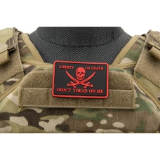 Pirate Skull Liberty or Death, Don't Tread On Me PVC Patch (Color: Red)