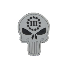 Punisher with Three Percenter PVC Patch (Color: Light Gray)