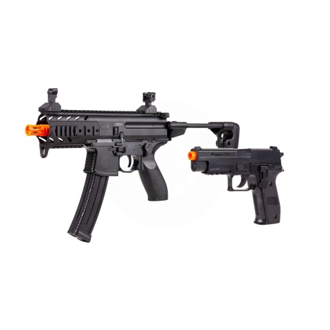 Sig Sauer MPX and P226 Airsoft Spring Powered PDW/Pistol Combo Kit (Black)