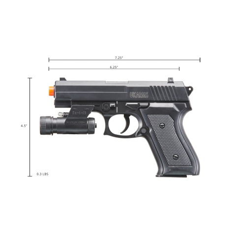 UK Arms V1918A Spring Powered Airsoft Pistol w/ Laser & Light (Color: Black)
