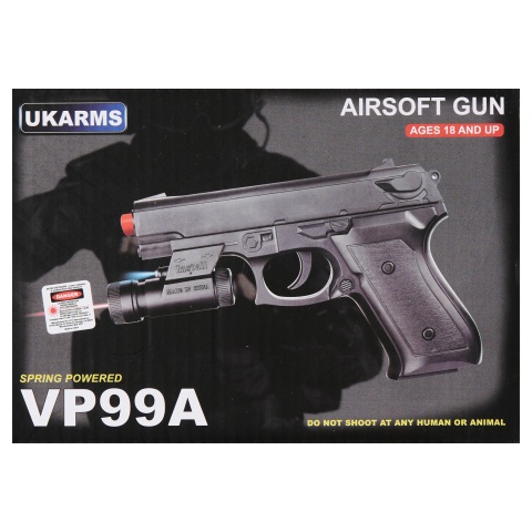 UK Arms VP99A Spring Powered Airsoft Pistol w/ Laser & Light (Color: Black)