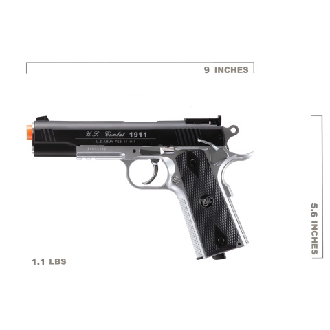 Win Gun Sport 1911 CO2 Non-Blowback Airsoft Pistol w/ Accessory Rail (Color: Black / Silver)