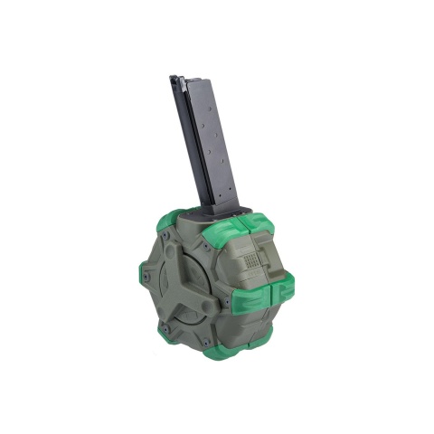 WE-Tech Drum Magazine for 1911 Gas Blowback Airsoft Pistols (Color: OD Green)