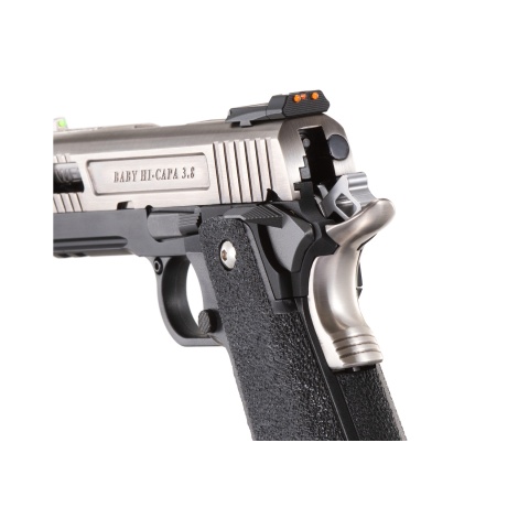 WE-Tech Hi-Capa 3.8 Full Auto Velociraptor Gas Blowback Pistol (Color: Black / Silver)