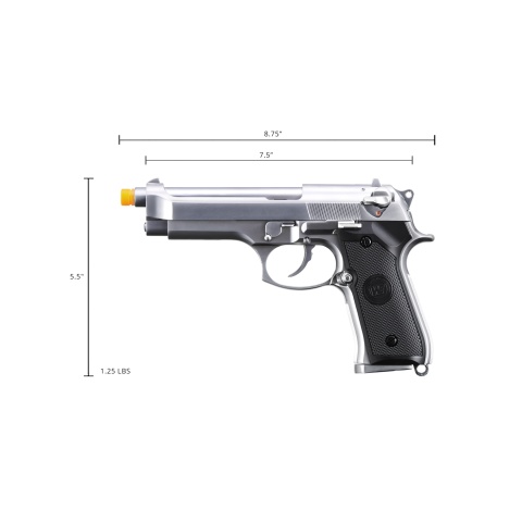 WE-Tech Full Metal M9 Tactical Gas Blowback Airsoft Pistol (Color: Silver)