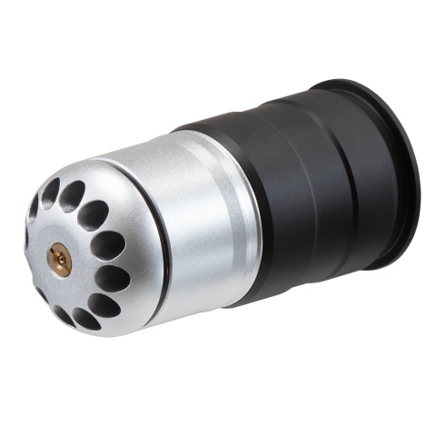 Lancer Tactical 96 Round CNC Aluminum Airsoft 40mm Gas Grenade Shell (Color: Silver / Black)