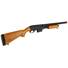 Atlast Custom Works 870 Pump Action Metal Airsoft Shotgun w/ Full Stock  - REAL WOOD