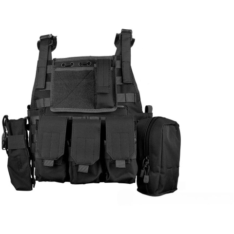 AMA 600D MOLLE Tactical Assault Vest w/ Cummerbund (Black)