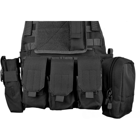 AMA 600D MOLLE Tactical Assault Vest w/ Cummerbund (Black)