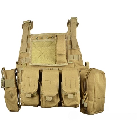 AMA 600D MOLLE Tactical Assault Plate Carrier w/ Cummerbund - TAN