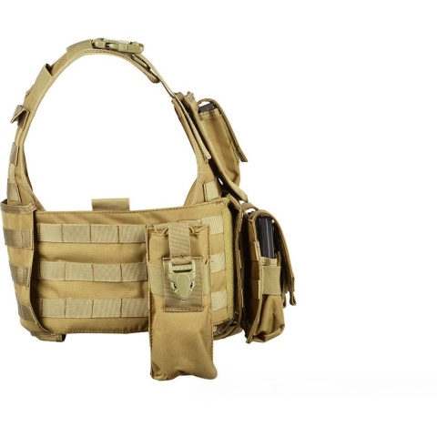 AMA 600D MOLLE Tactical Assault Plate Carrier w/ Cummerbund - TAN