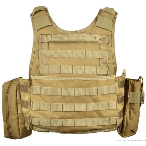 AMA 600D MOLLE Tactical Assault Plate Carrier w/ Cummerbund - TAN