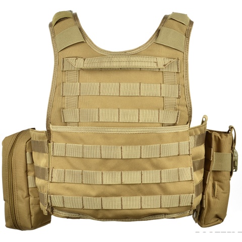 AMA 600D MOLLE Tactical Assault Plate Carrier w/ Cummerbund - TAN