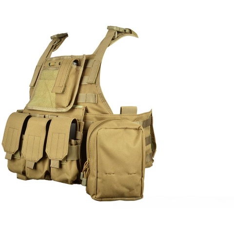 AMA 600D MOLLE Tactical Assault Plate Carrier w/ Cummerbund - TAN