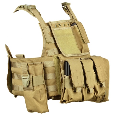 AMA 600D MOLLE Tactical Assault Plate Carrier w/ Cummerbund - TAN