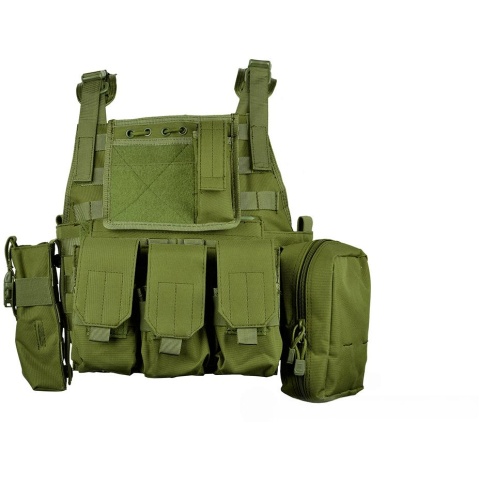 AMA 600D MOLLE Tactical Assault Plate Carrier w/ Cummerbund - OD GREEN