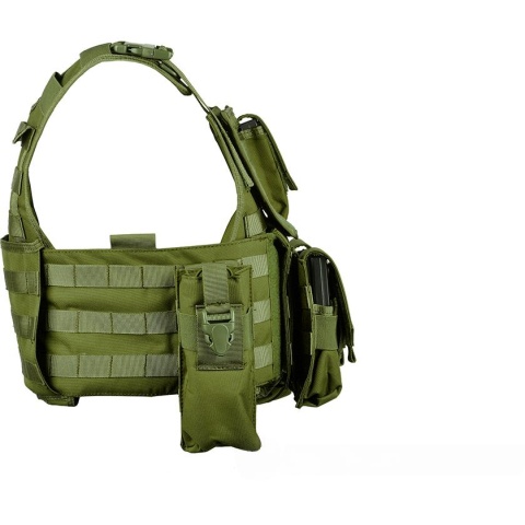 AMA 600D MOLLE Tactical Assault Plate Carrier w/ Cummerbund - OD GREEN