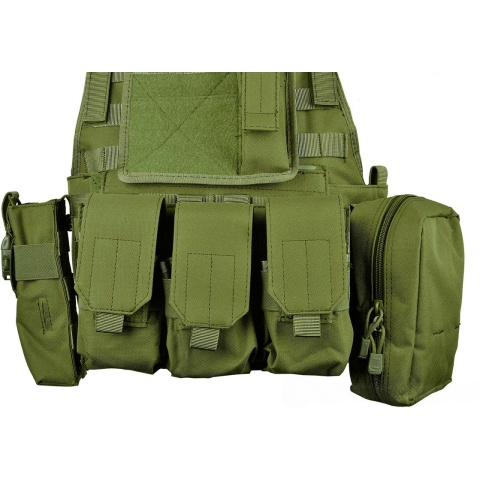 AMA 600D MOLLE Tactical Assault Plate Carrier w/ Cummerbund - OD GREEN