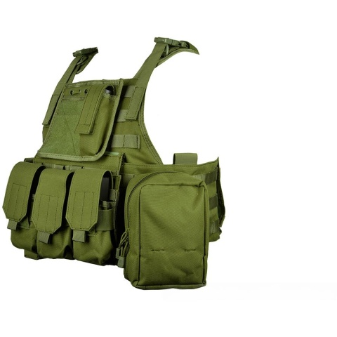 AMA 600D MOLLE Tactical Assault Plate Carrier w/ Cummerbund - OD GREEN