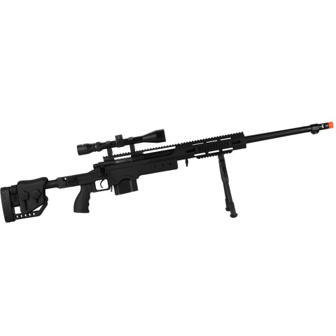 WellFire MB4411D Bolt Action Sniper Rifle w/ Scope and Bipod - BLACK